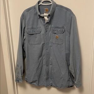 Carhartt FR Light Blue Button Down Shirt Size Large